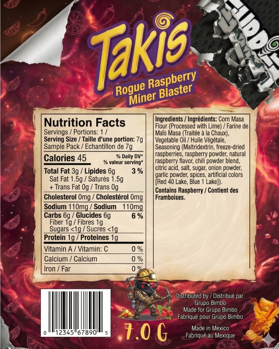 Takis Rogue Raspberry Miner Blaster back